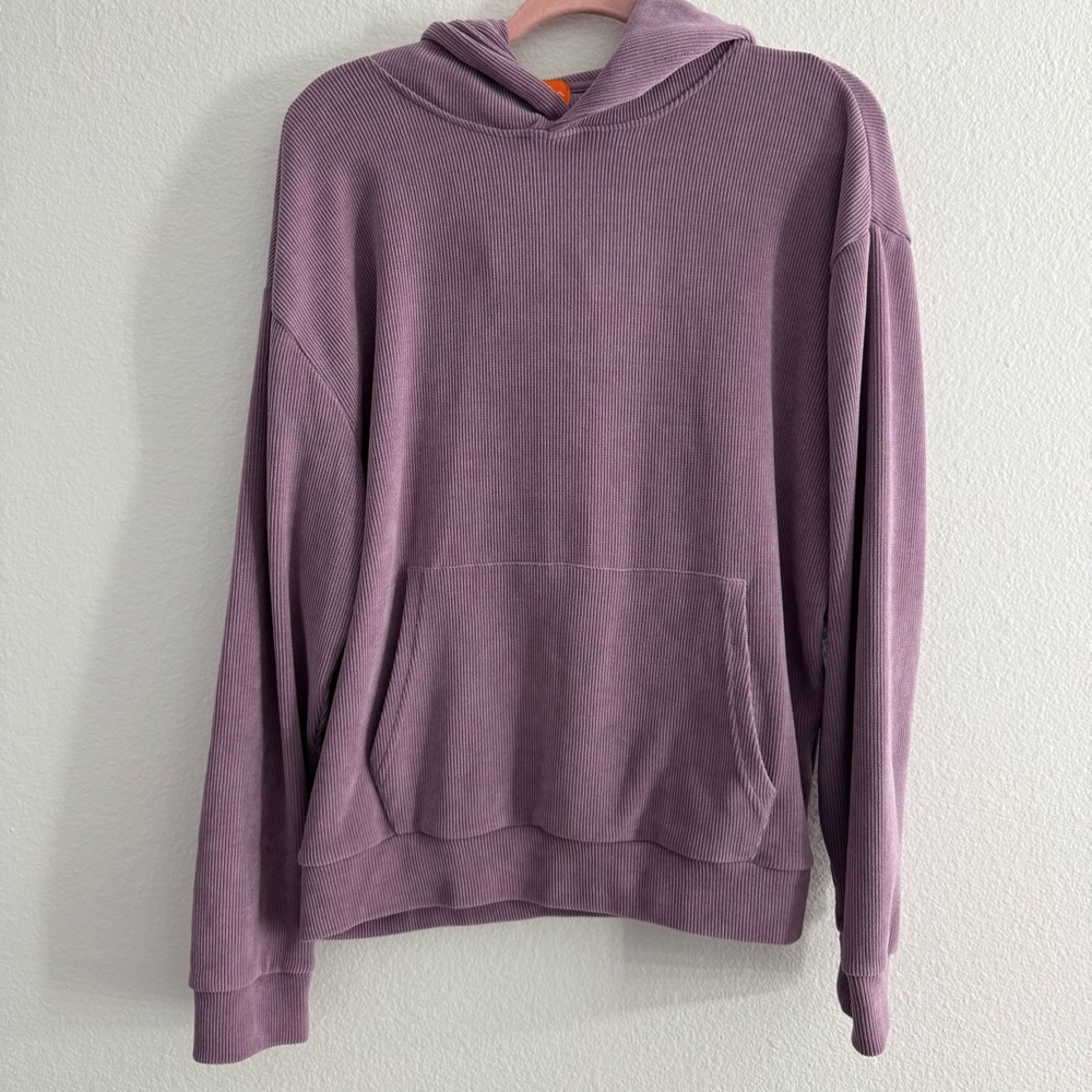 Negative Space Unisex Lilac Textured Ribbed Grunge Hoodie Size Medium